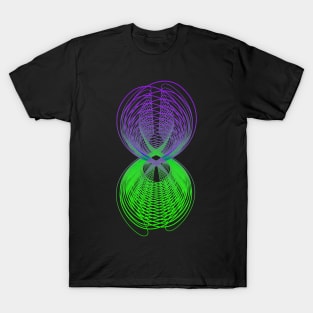 Geometric green purple lineart futuristic T-Shirt